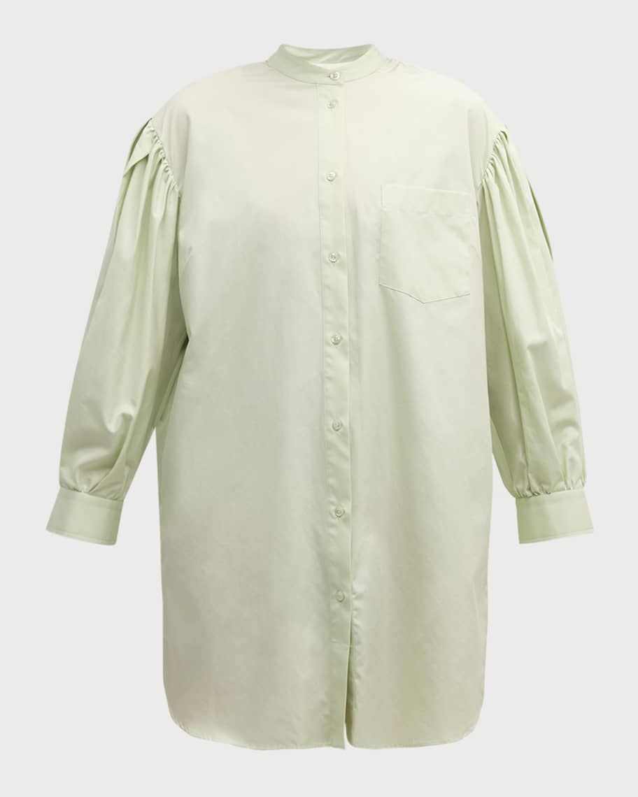 Image 2 of 6: Bow-Back Long-Sleeve Mini Shirtdress