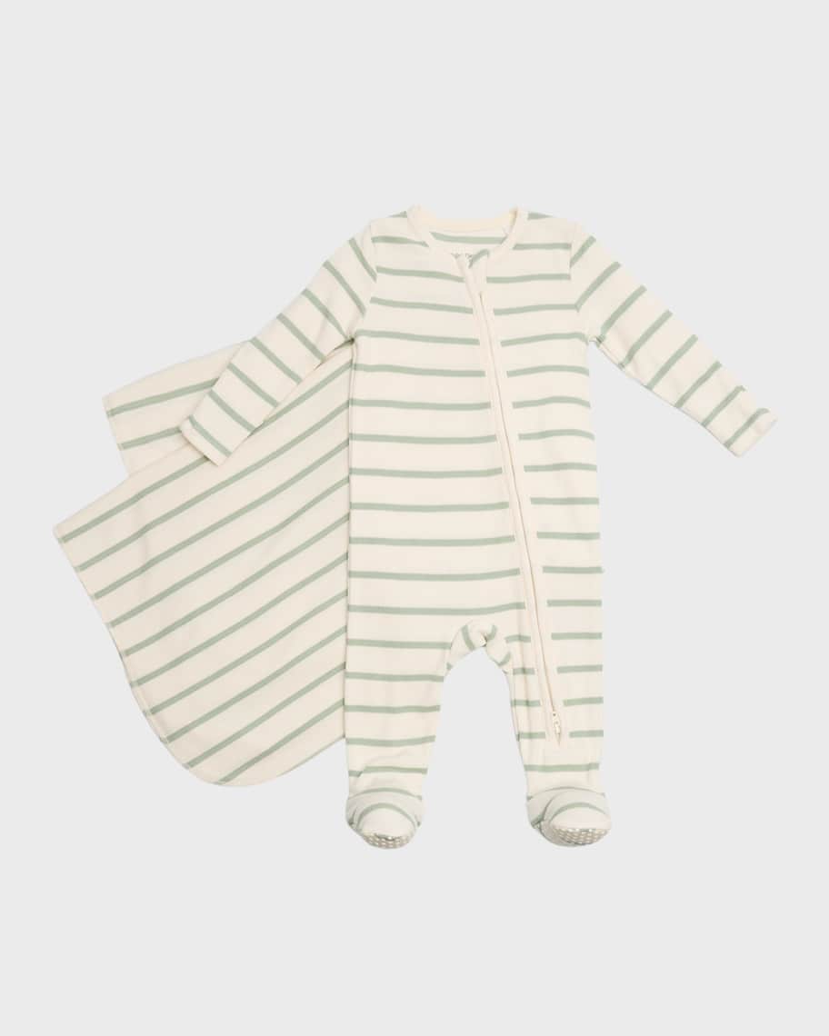 Angel Dear 2 Ply Blanket with Binding II Baby Golf Carts - Blue Stripe main image 1