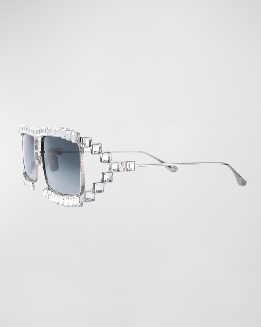 Anna-Karin Karlsson Crystal Boo Titanium Aviator Sunglasses | Neiman Marcus