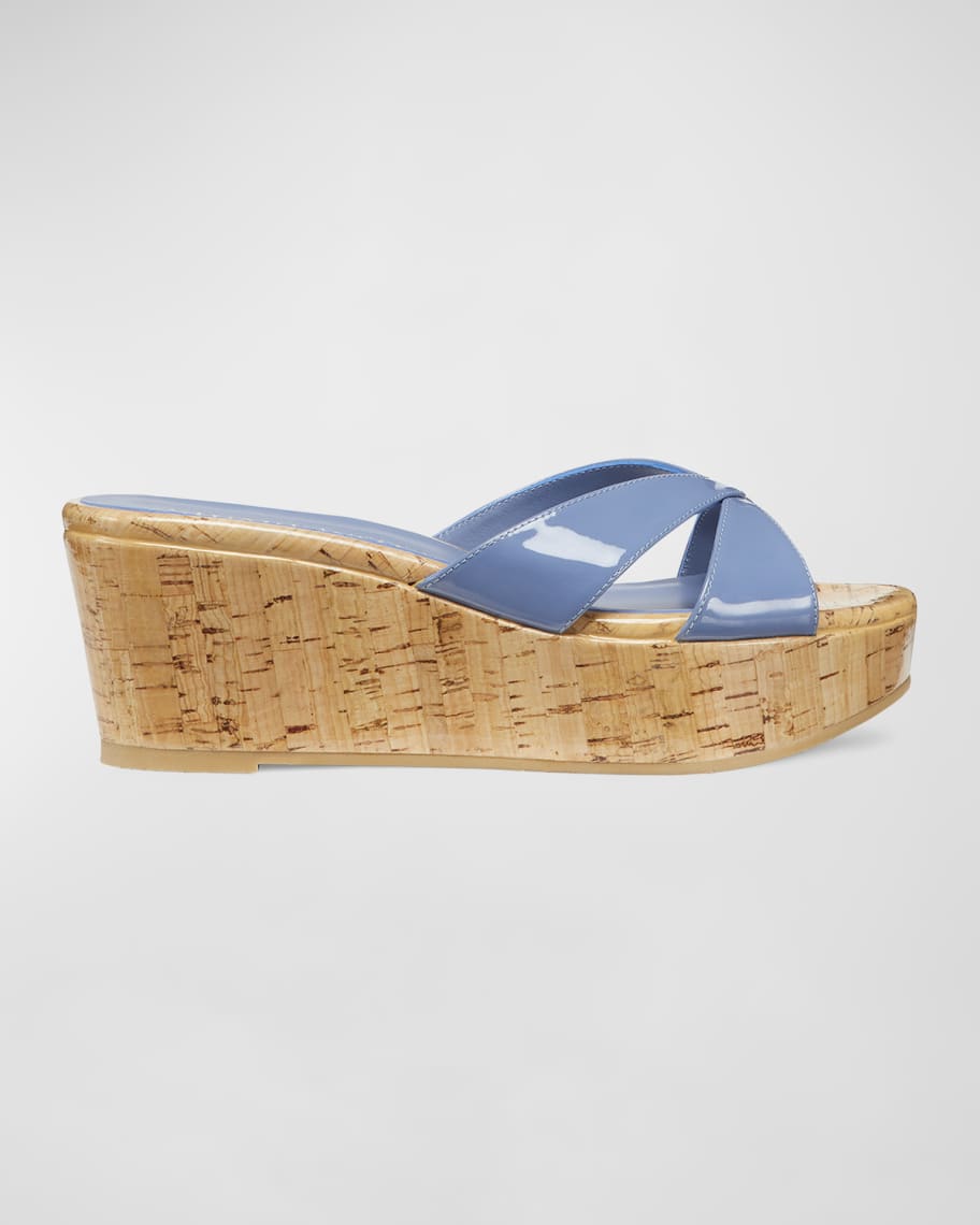 Image 1 of 4: Carmen Patent Slide Wedge Sandals