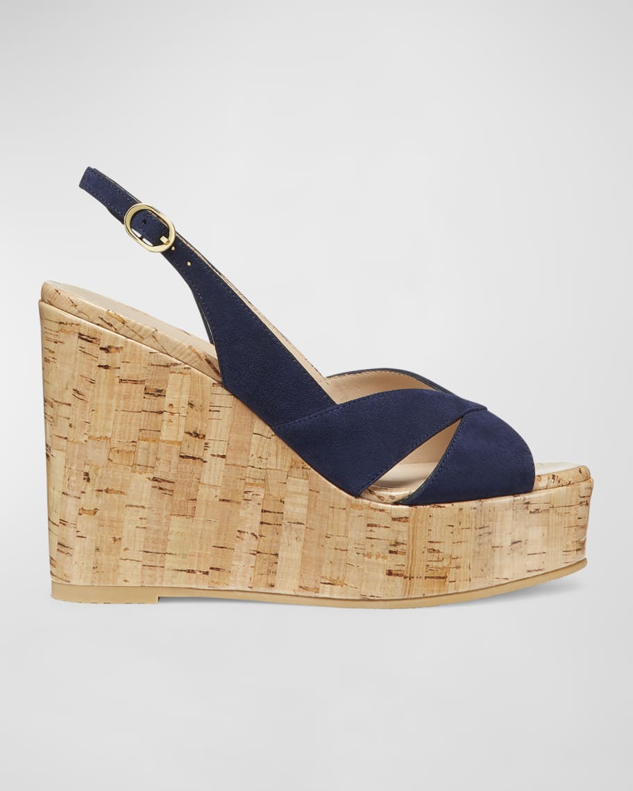 Image 1 of 4: Carmen Suede Slingback Wedge Sandals