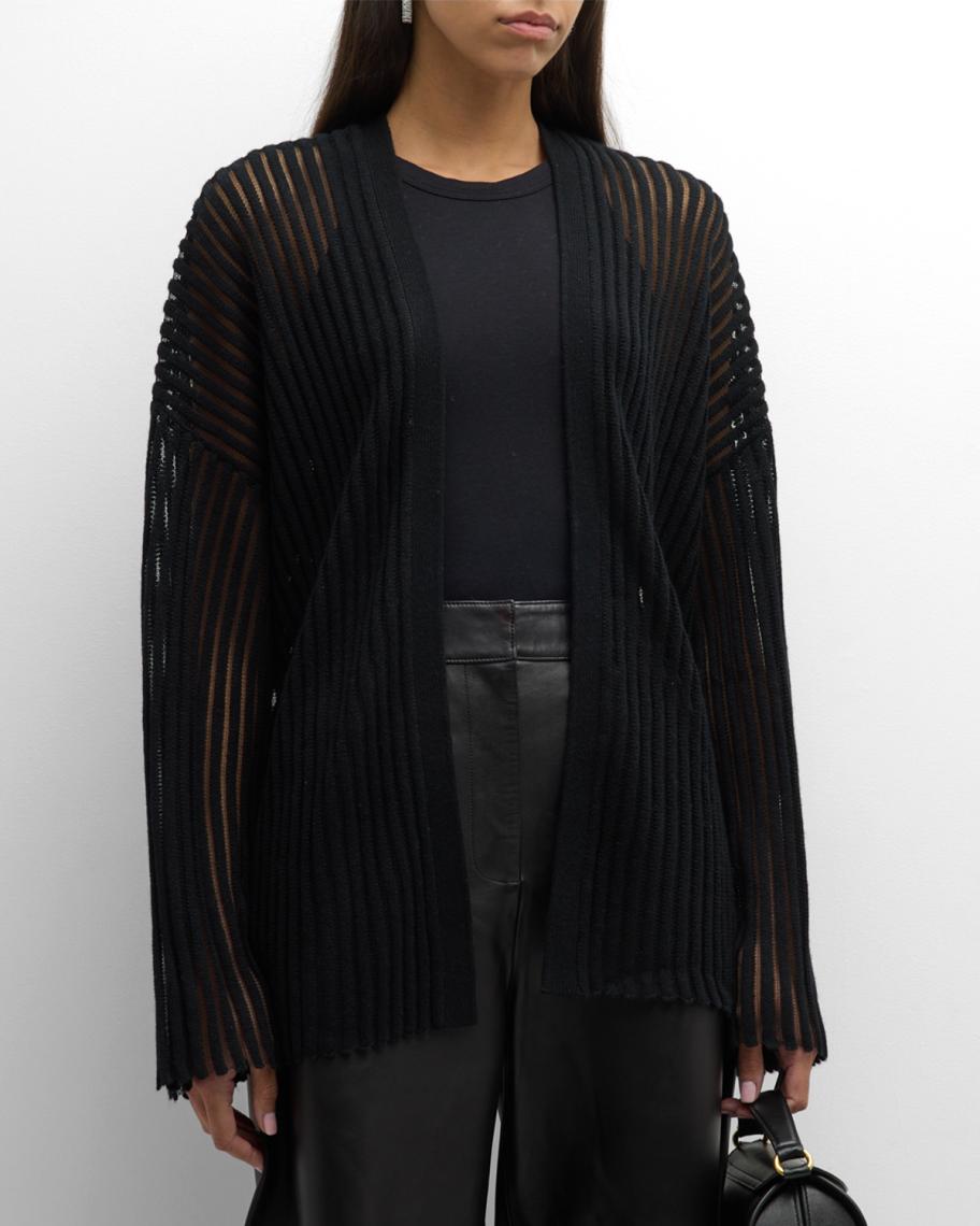 Co Sheer Cashmere-Silk Rib Cardigan | Neiman Marcus