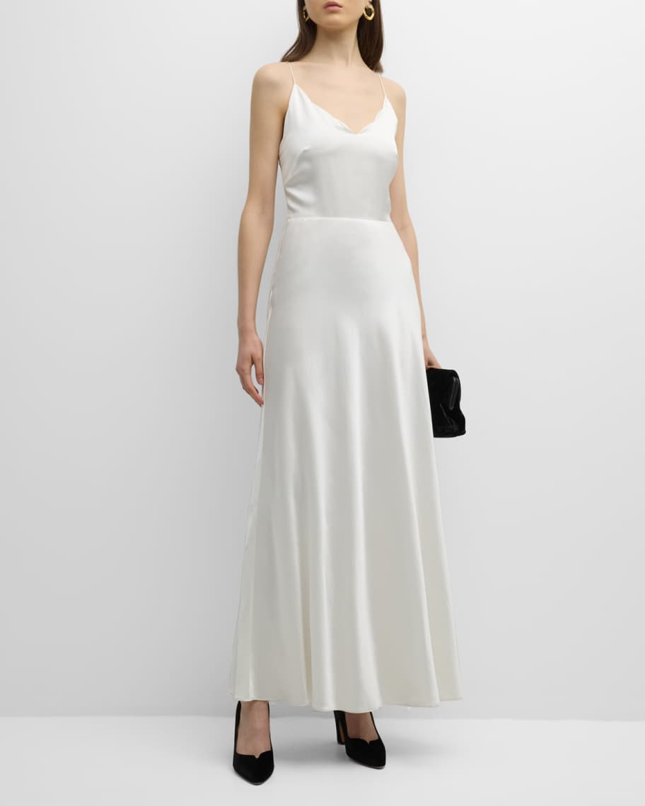 Chloe x Atelier Jolie Silk Scalloped Slip Dress | Neiman Marcus