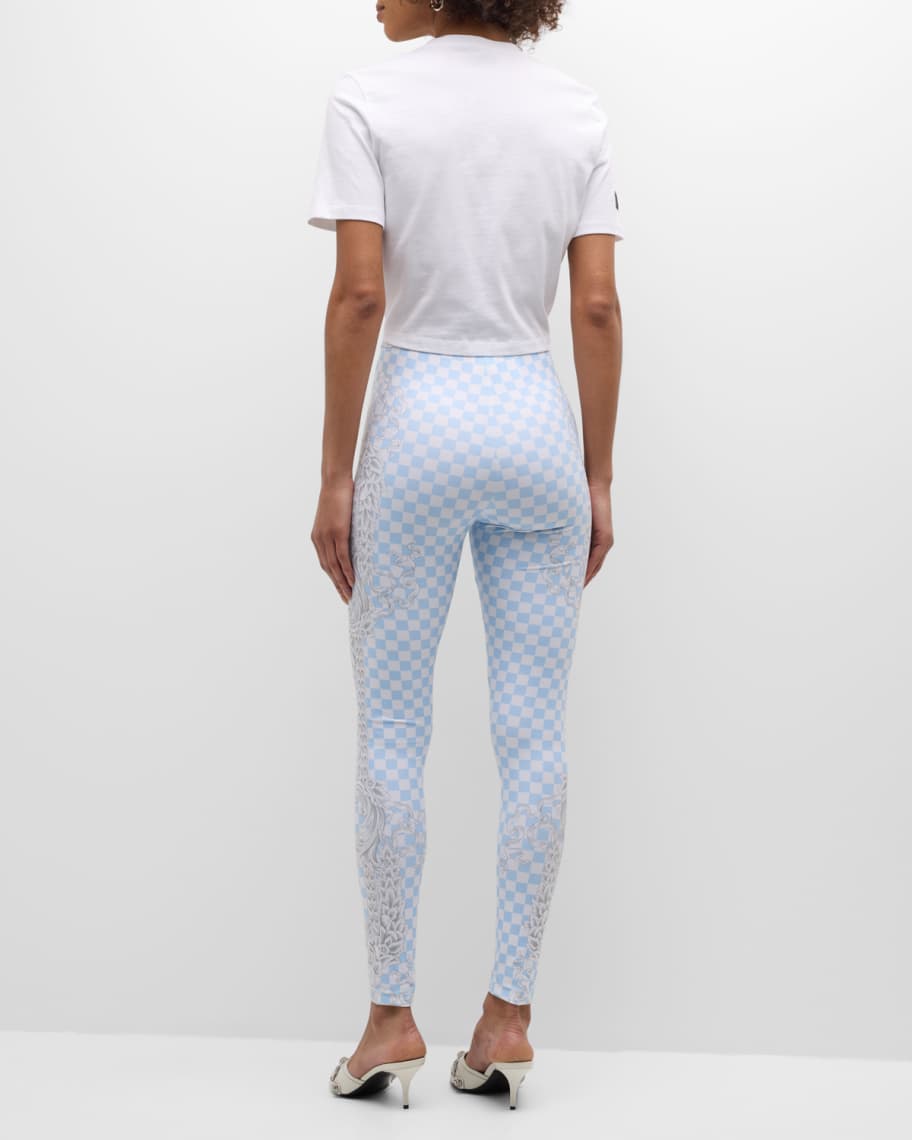 Image 3 of 6: Stampa Silver Baroque Damier Lycra Leggings