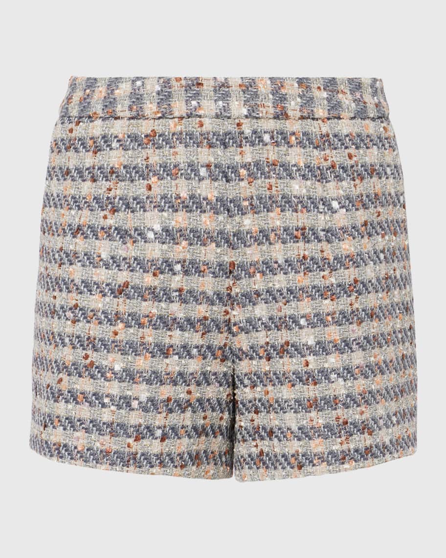 L'Agence Ashton Plaid Tweed Shorts