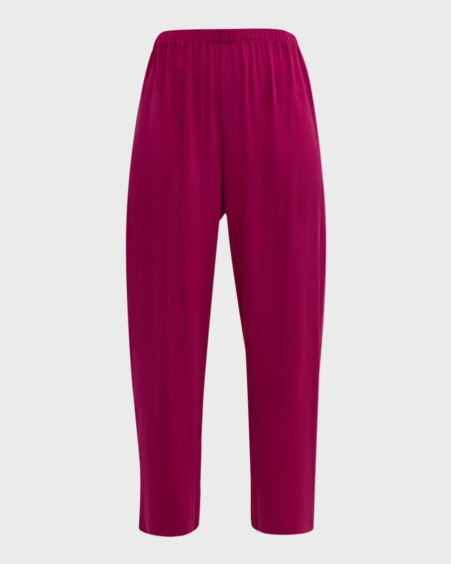 Image 1 of 6: Cropped Straight-Leg Silk Pants