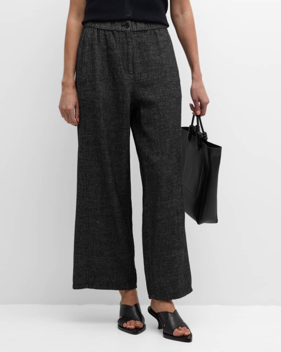 Image 1 of 6: Cropped Wide-Leg Hemp-Organic Cotton Pants