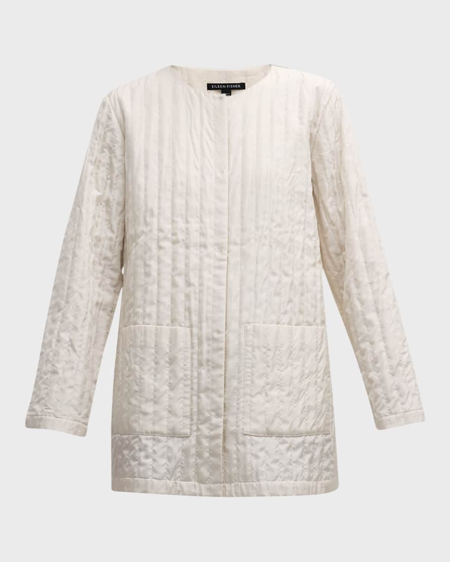 Image 2 of 6: Quilted Snap-Front Silk Jacket