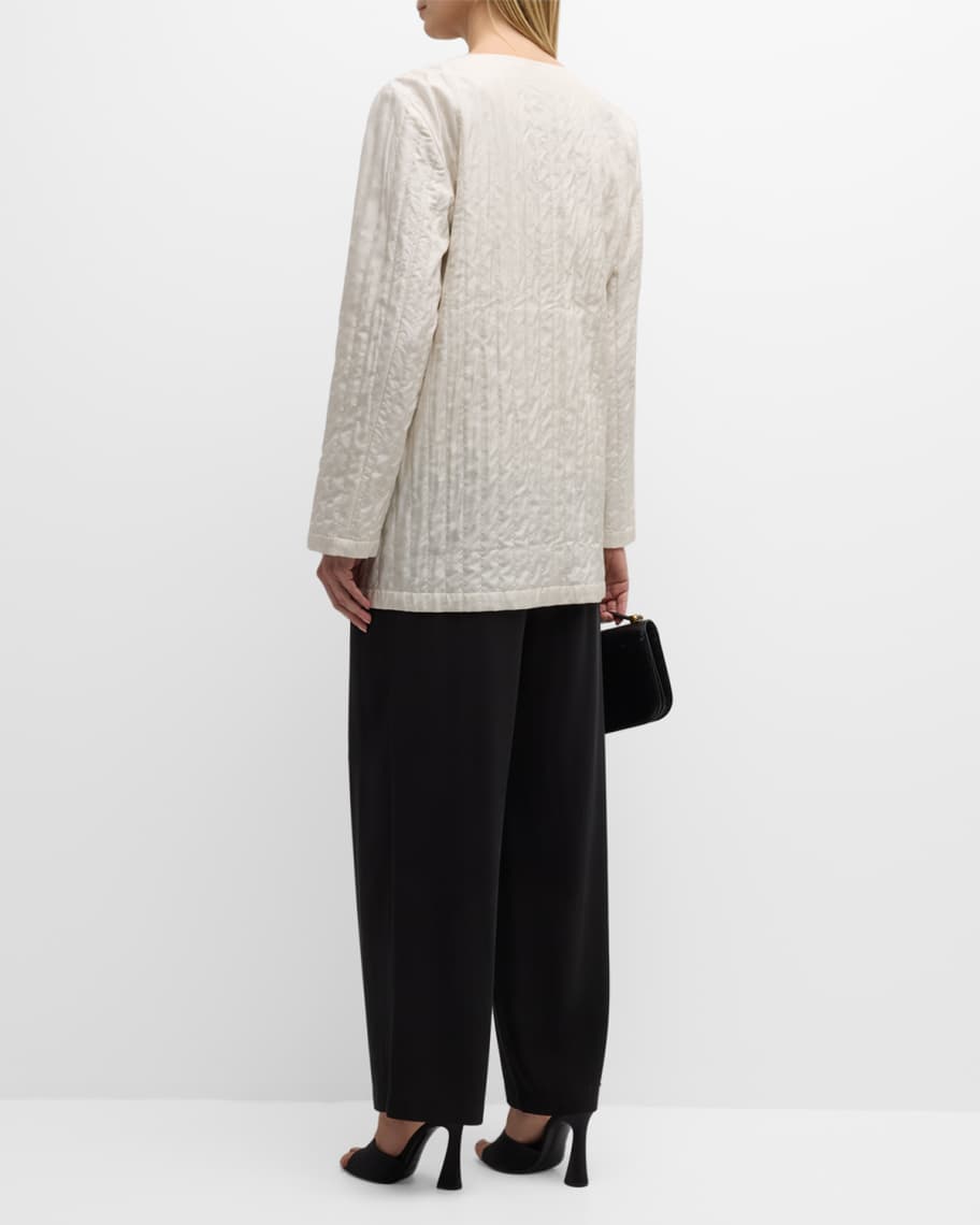 Image 3 of 6: Quilted Snap-Front Silk Jacket
