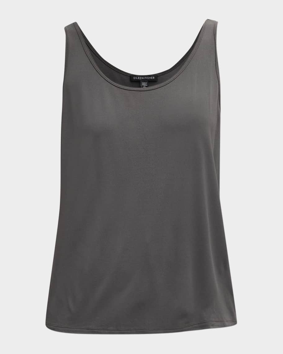 Image 1 of 6: Scoop-Neck Silk Jersey Tank