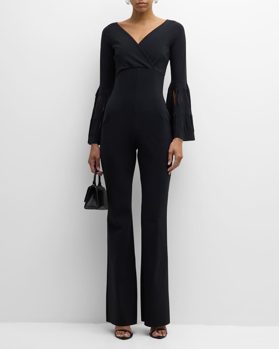 Chiara Boni La Petite Robe Cutout Bell-Sleeve Jumpsuit | Neiman Marcus