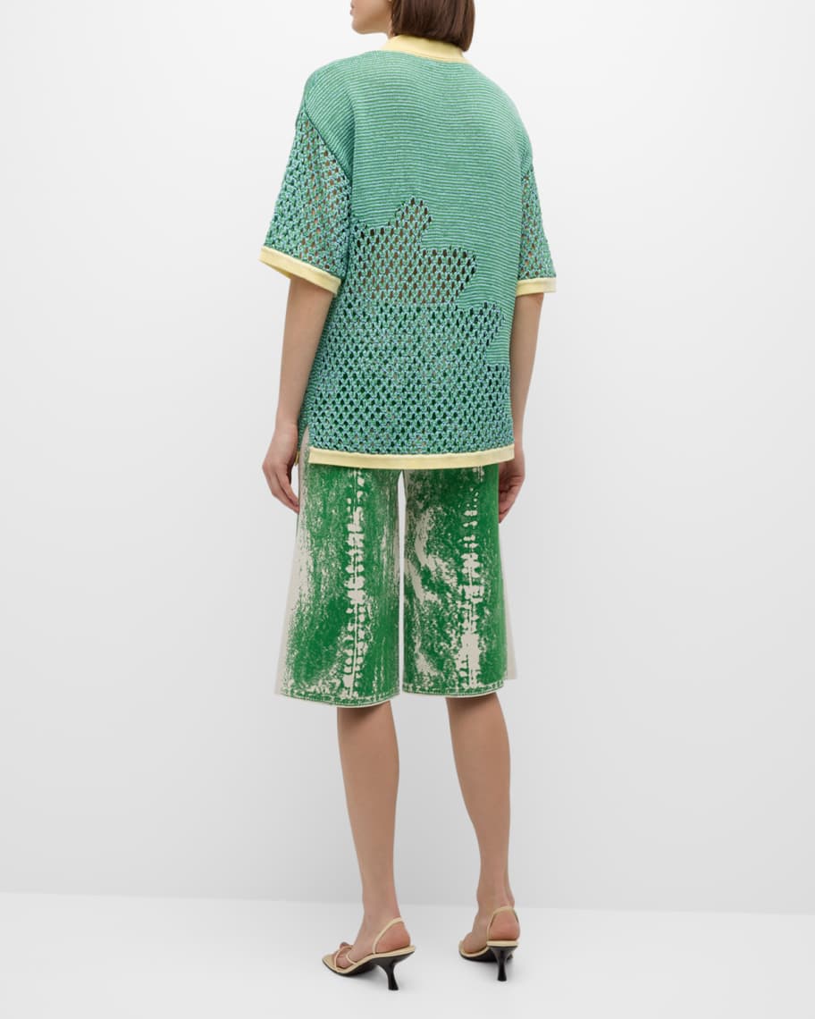 Image 3 of 6: Olivia Crochet Short-Sleeve Button-Front Shirt