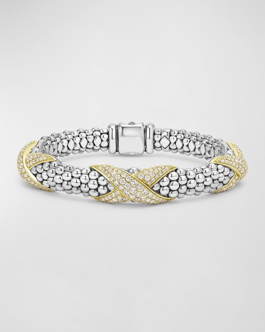 LAGOS Sterling Silver and 18K Embrace Diamond Pave Rope Bracelet ...