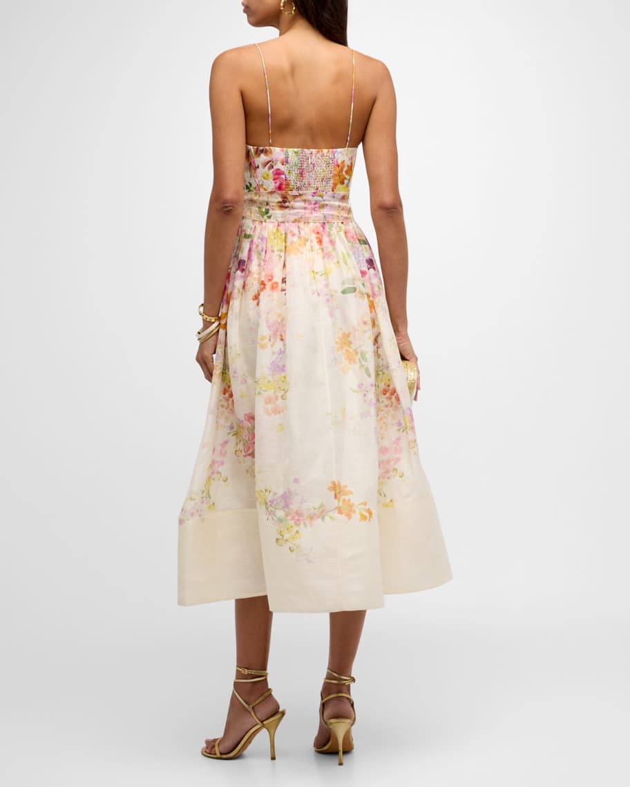 Image 3 of 6: Natura Floral Corset Midi Dress
