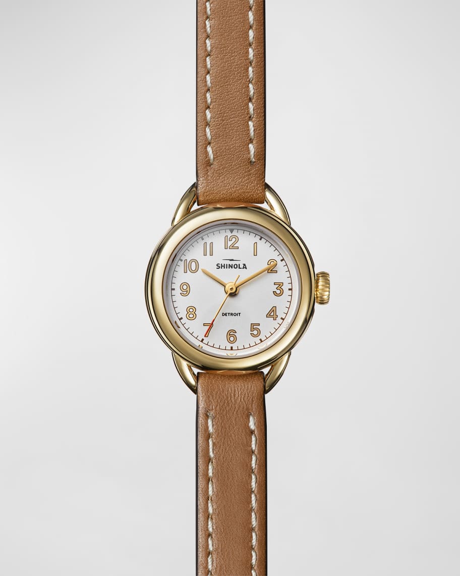 Shinola Runabout Leather Double Wrap Watch 25mm Neiman Marcus