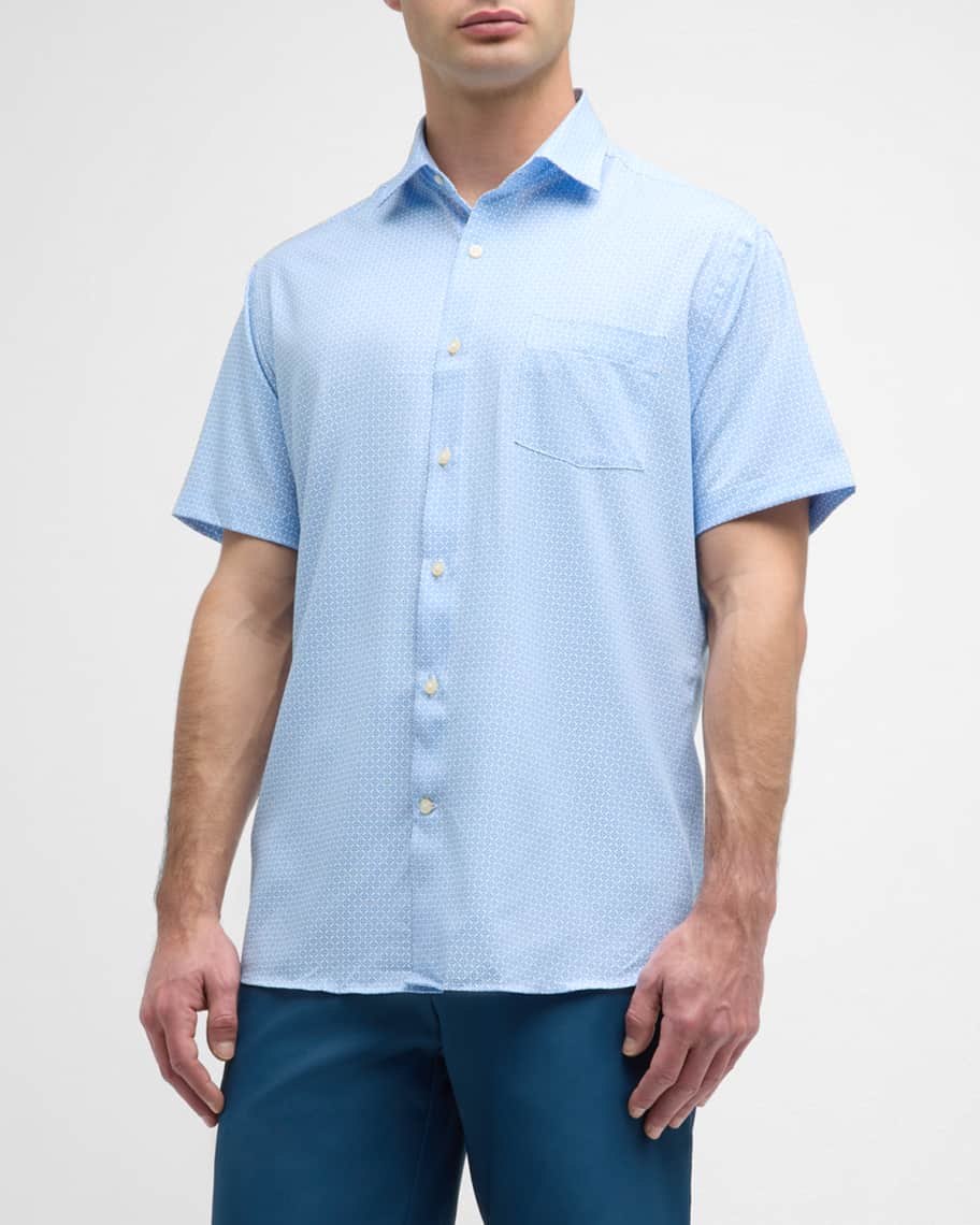 Image 2 of 6: Men's Geo Petals Performance Poplin Short-Sleeve Shirt