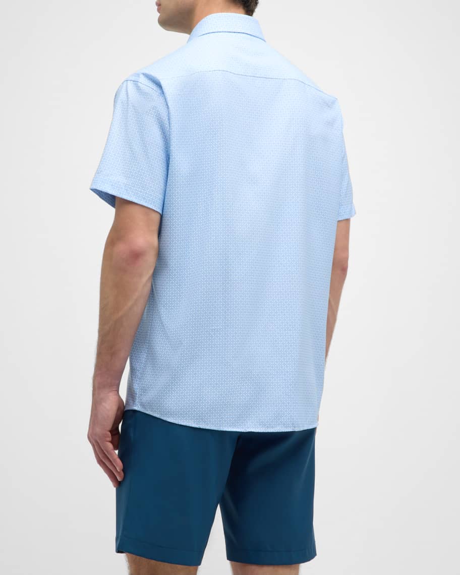 Image 3 of 6: Men's Geo Petals Performance Poplin Short-Sleeve Shirt