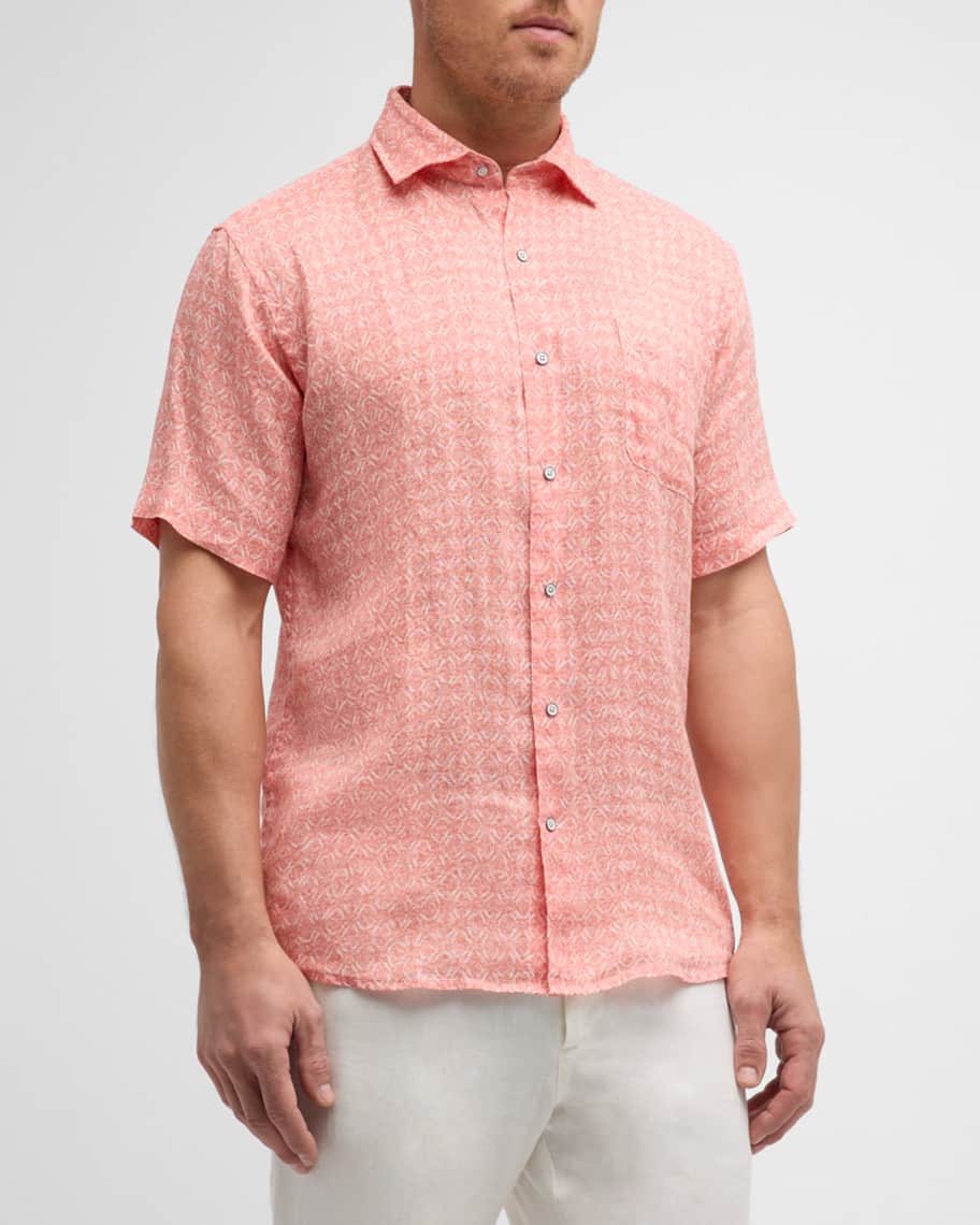 Peter Millar Men's Sandblast Linen Short-Sleeve Sport Shirt | Neiman Marcus