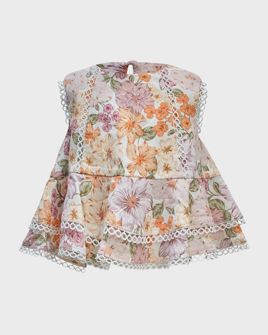 Image 3 of 5: Girl's Ambrosia Floral Top and Shorts Set, Size 6M-3T