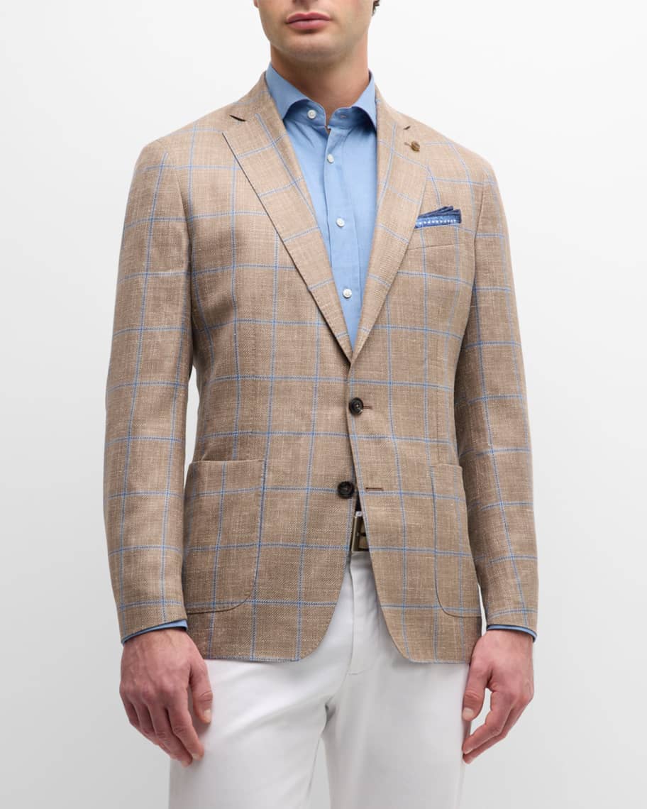 Peter Millar Men s Mason Windowpane Two Button Sport Coat Neiman Marcus