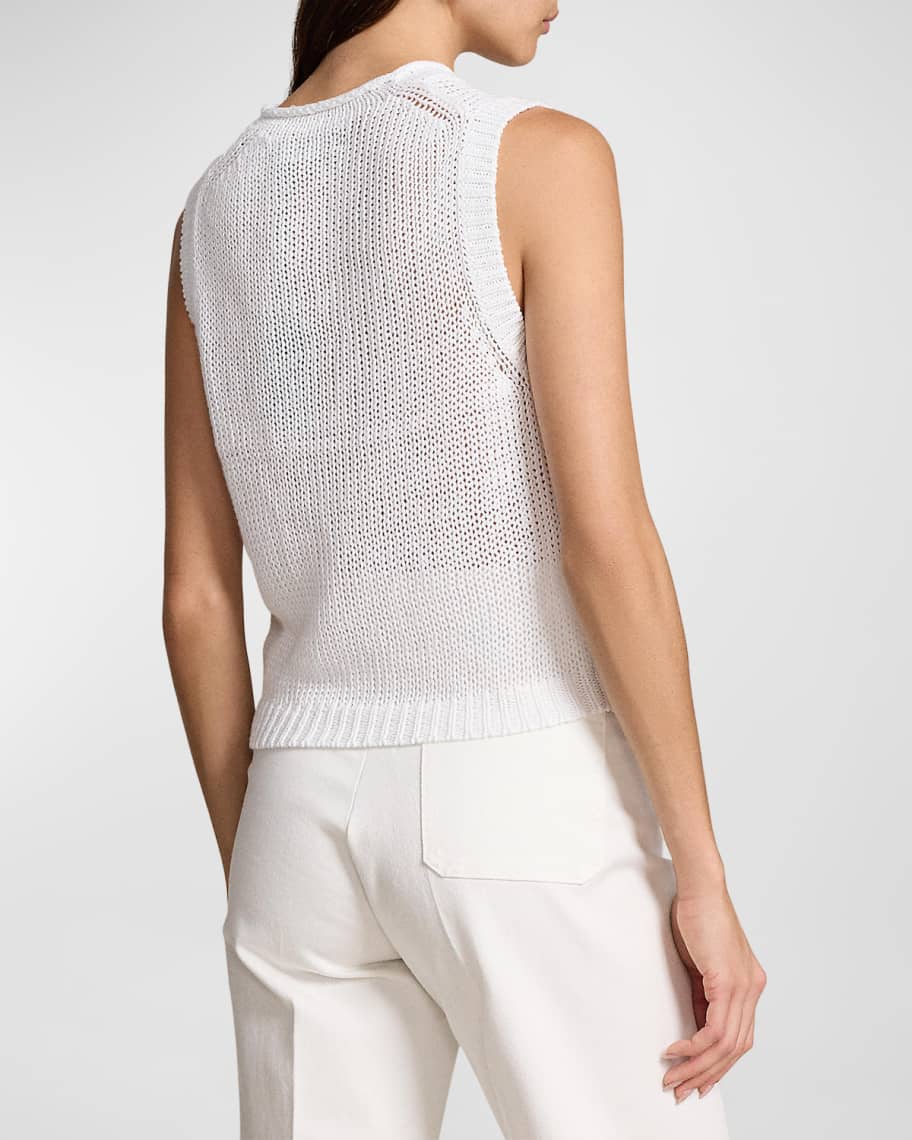 Image 2 of 4: Linen-Cotton Sleeveless Sweater Tank