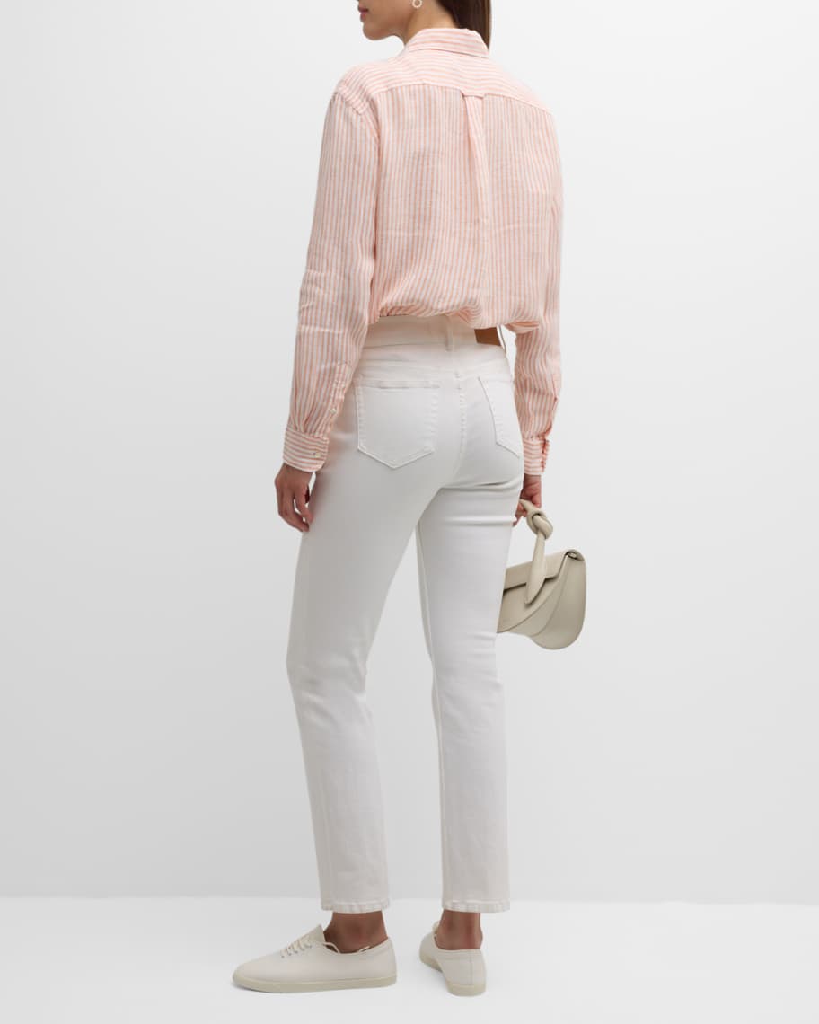 Image 3 of 6: Oversized-Fit Striped Linen Shirt