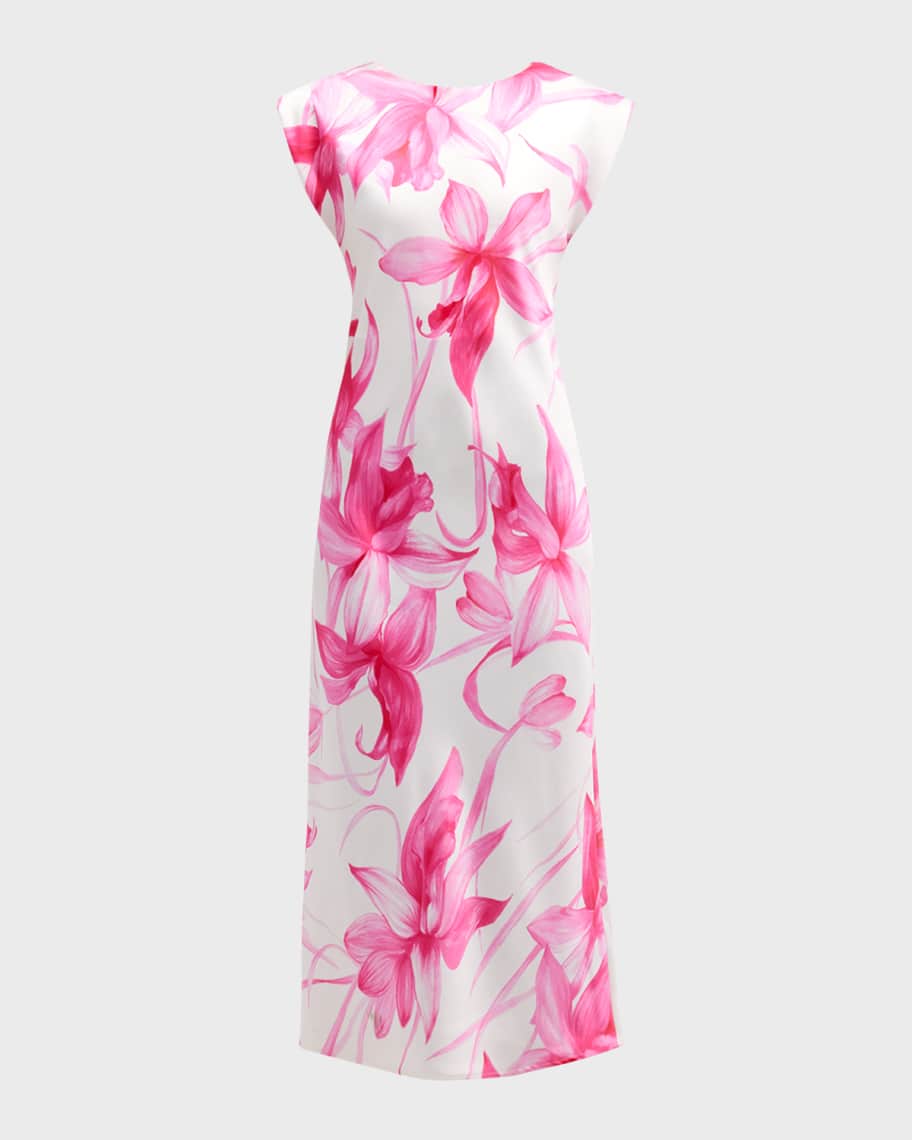Image 1 of 6: Giostra Cap-Sleeve Floral-Print Midi Dress