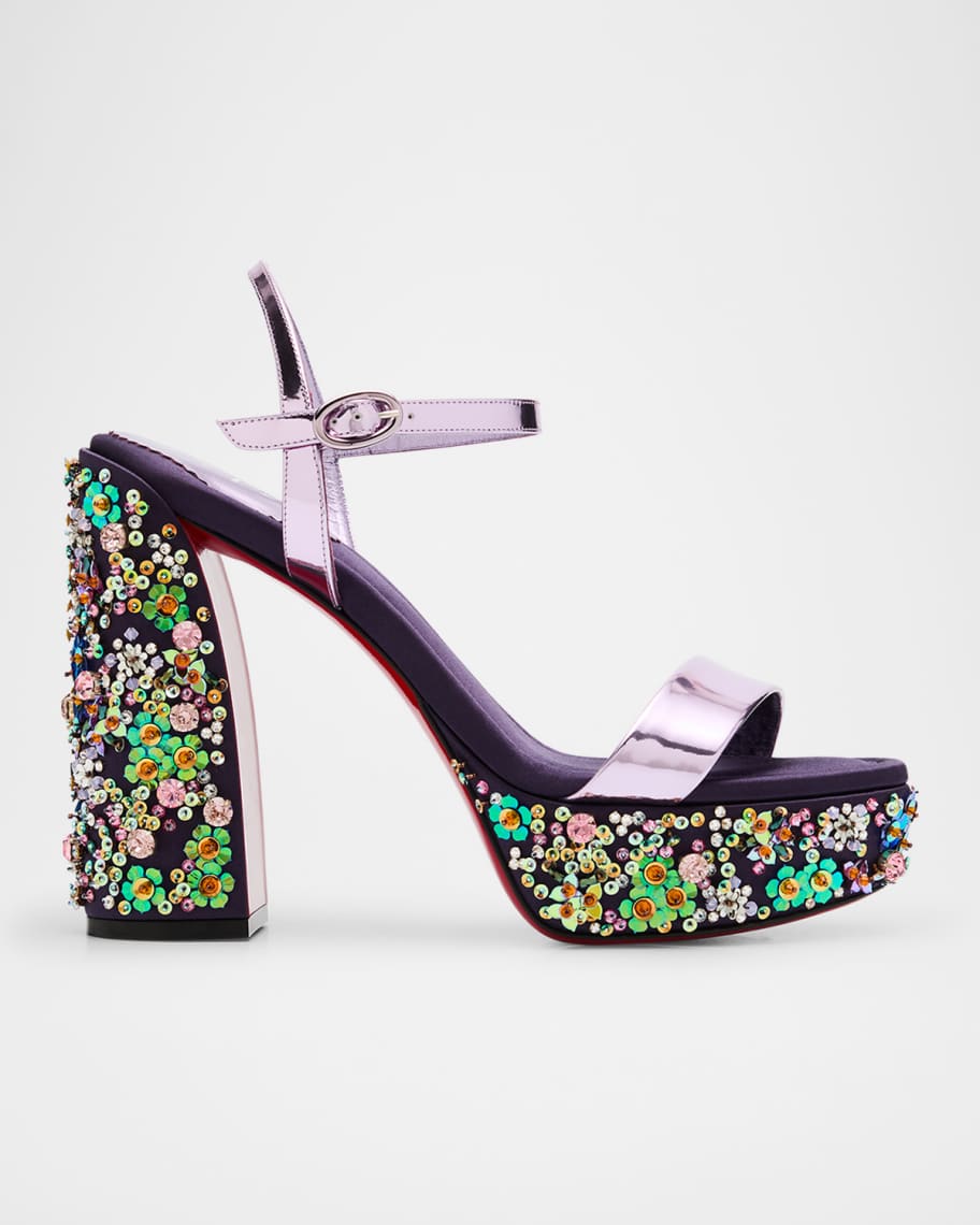 Christian Louboutin Movida Jane Beaded Red Sole Platform Sandals
