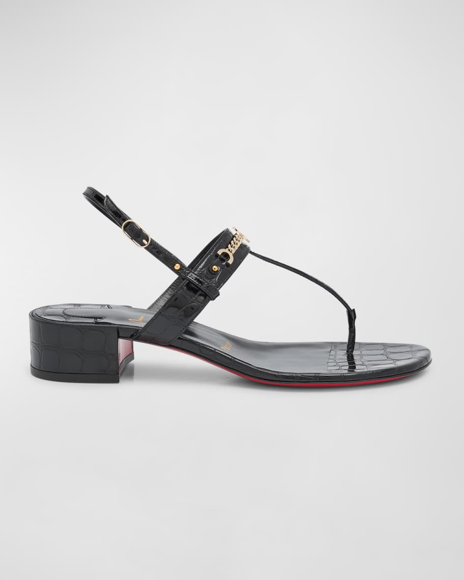 Christian Louboutin Leather Chain Red Sole Slingback Sandals 