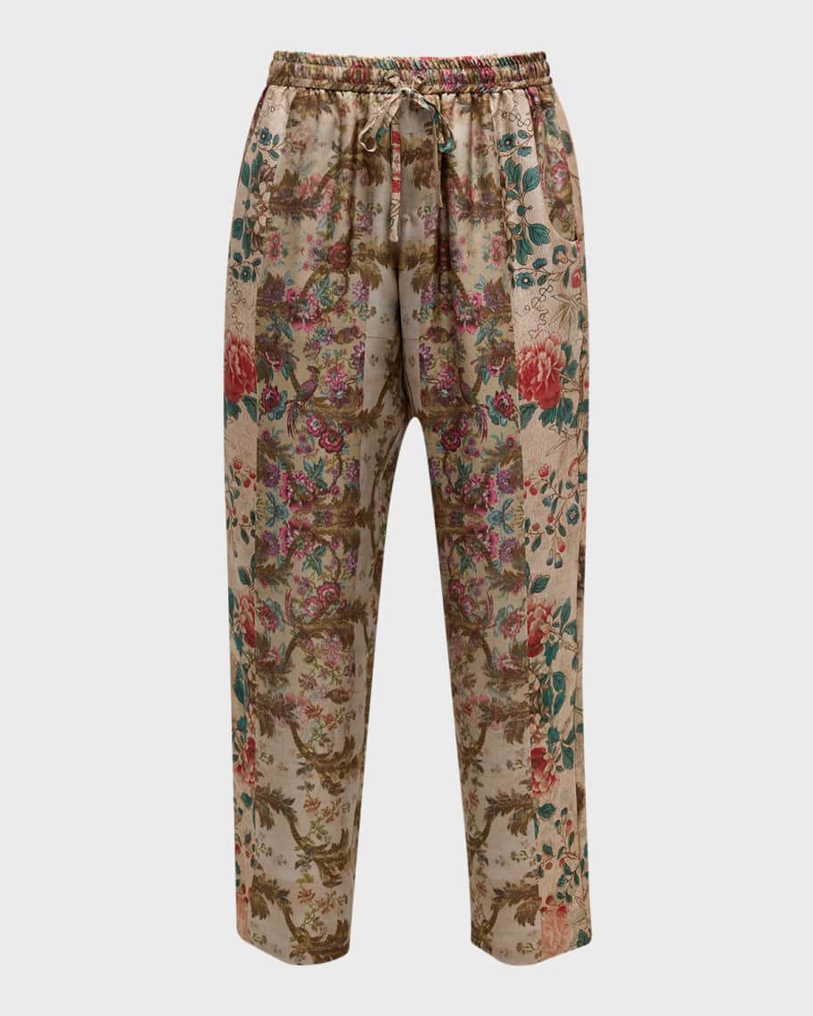Pierre-Louis Mascia Cropped High-Rise Floral-Print Silk