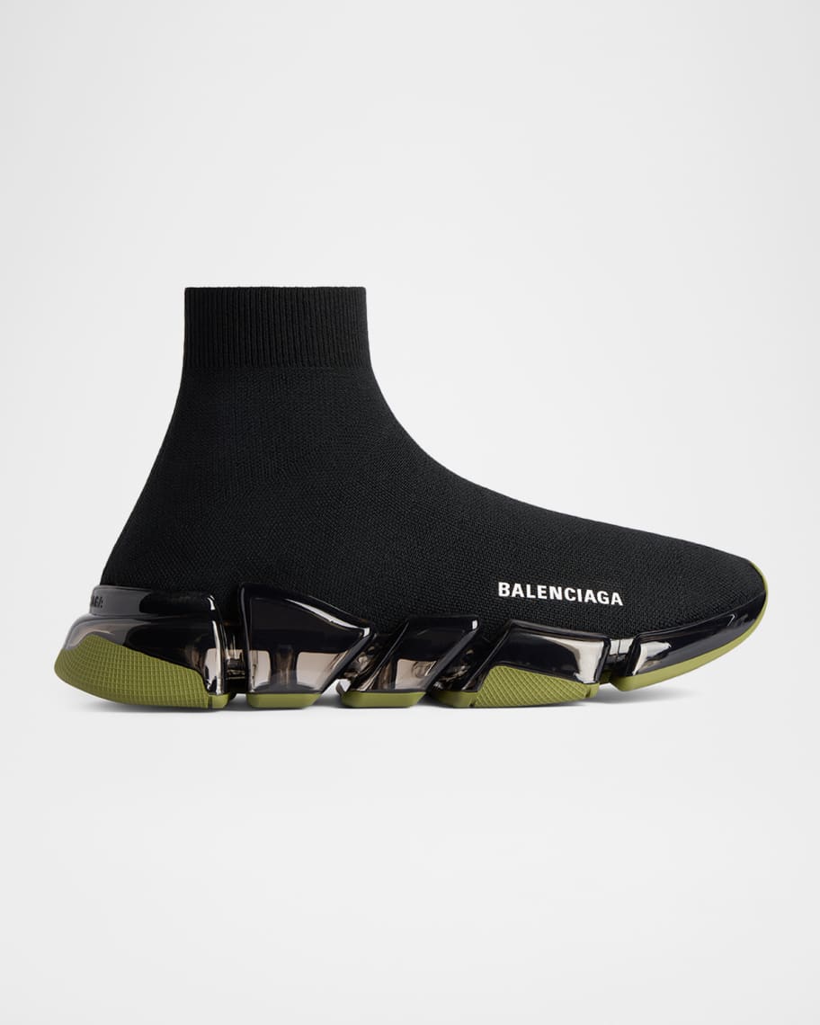 Balenciaga Men's Speed 2.0 Clear-Sole Knit Runner Sneakers
