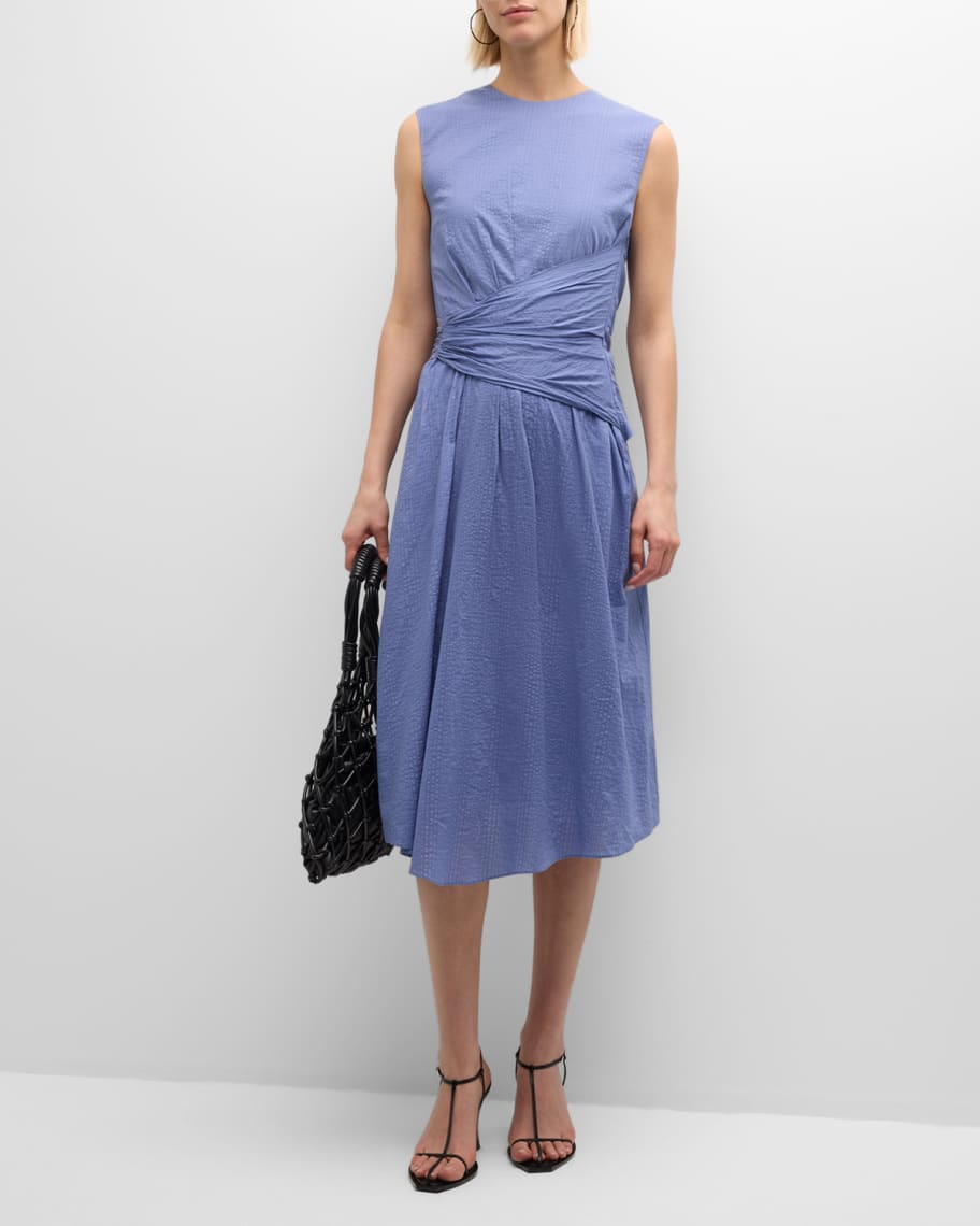 Image 2 of 6: Ruched Sleeveless Midi Dress
