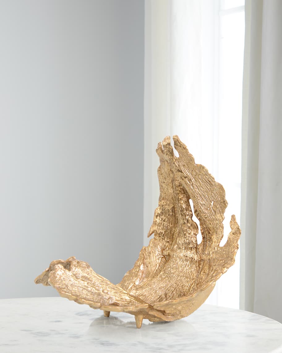 John-Richard Collection Small Time-Worn Leaf Sculpture, Brass