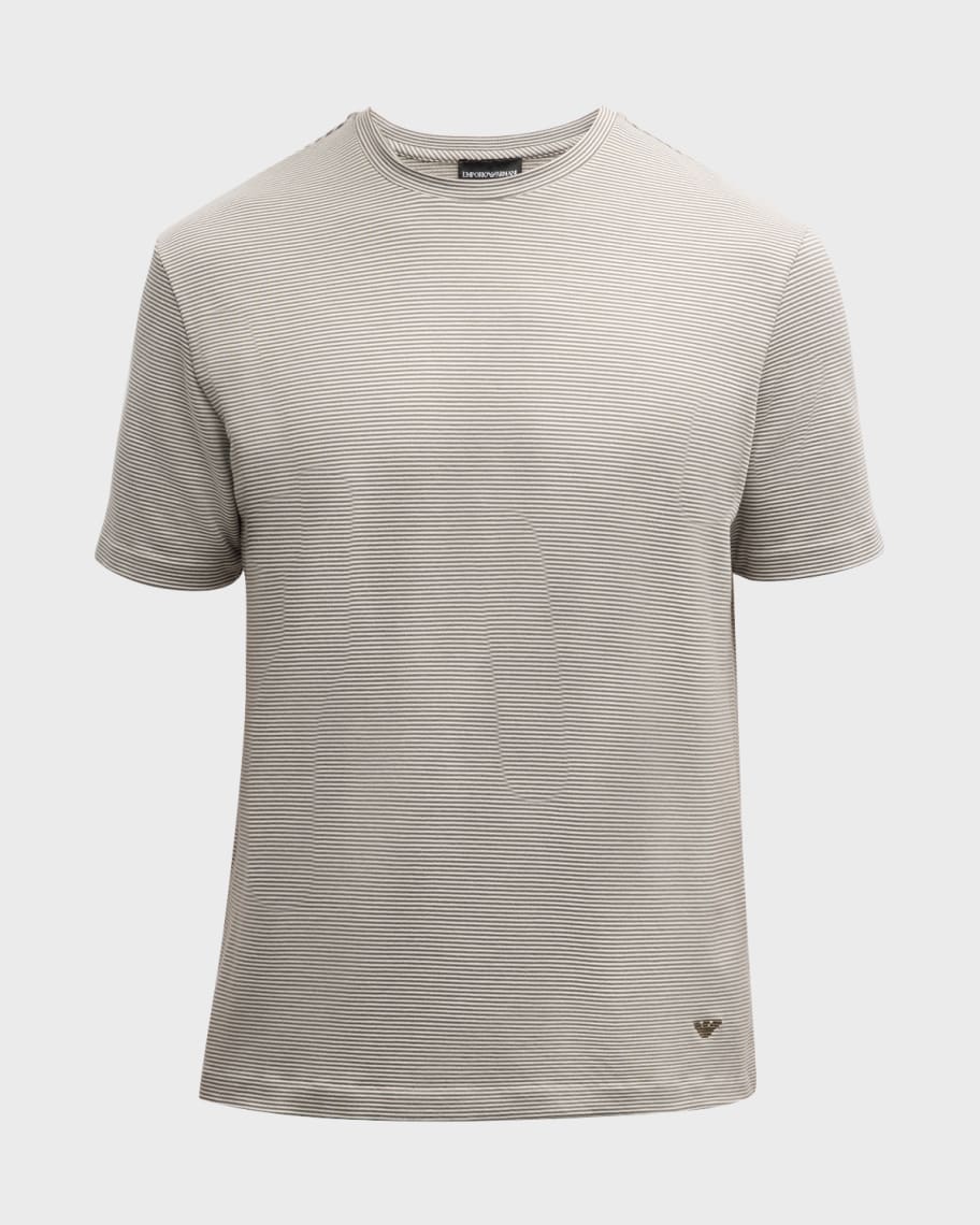 Emporio Armani Men's Micro-Stripe Crewneck T-Shirt | Neiman Marcus
