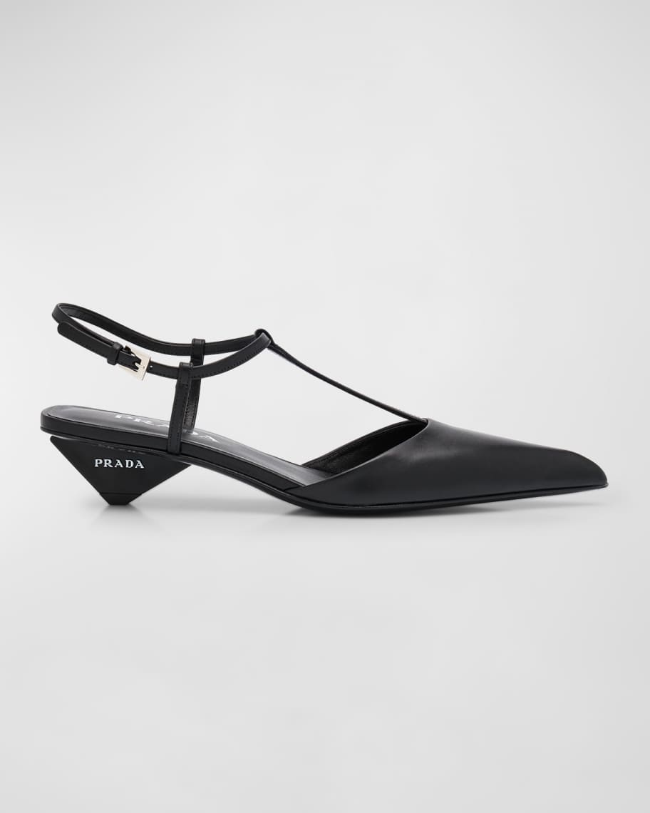 モダン♪◇カットアウト Ballerina Pumps◇PRADA Prada Leather T-Strap Ballerina Pumps | Neiman Marcus