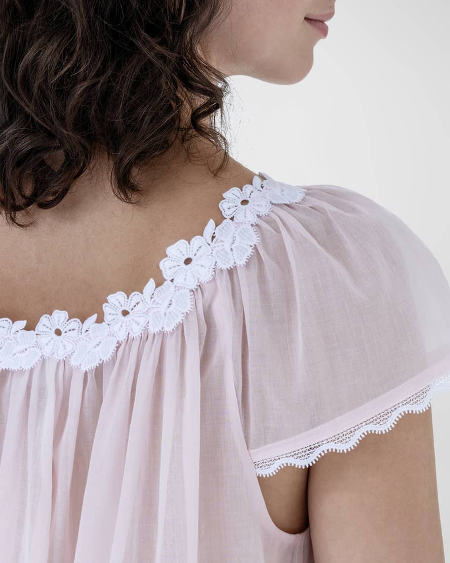 Image 3 of 5: Coralie-2 Ruched Lace-Trim Cotton Babydoll