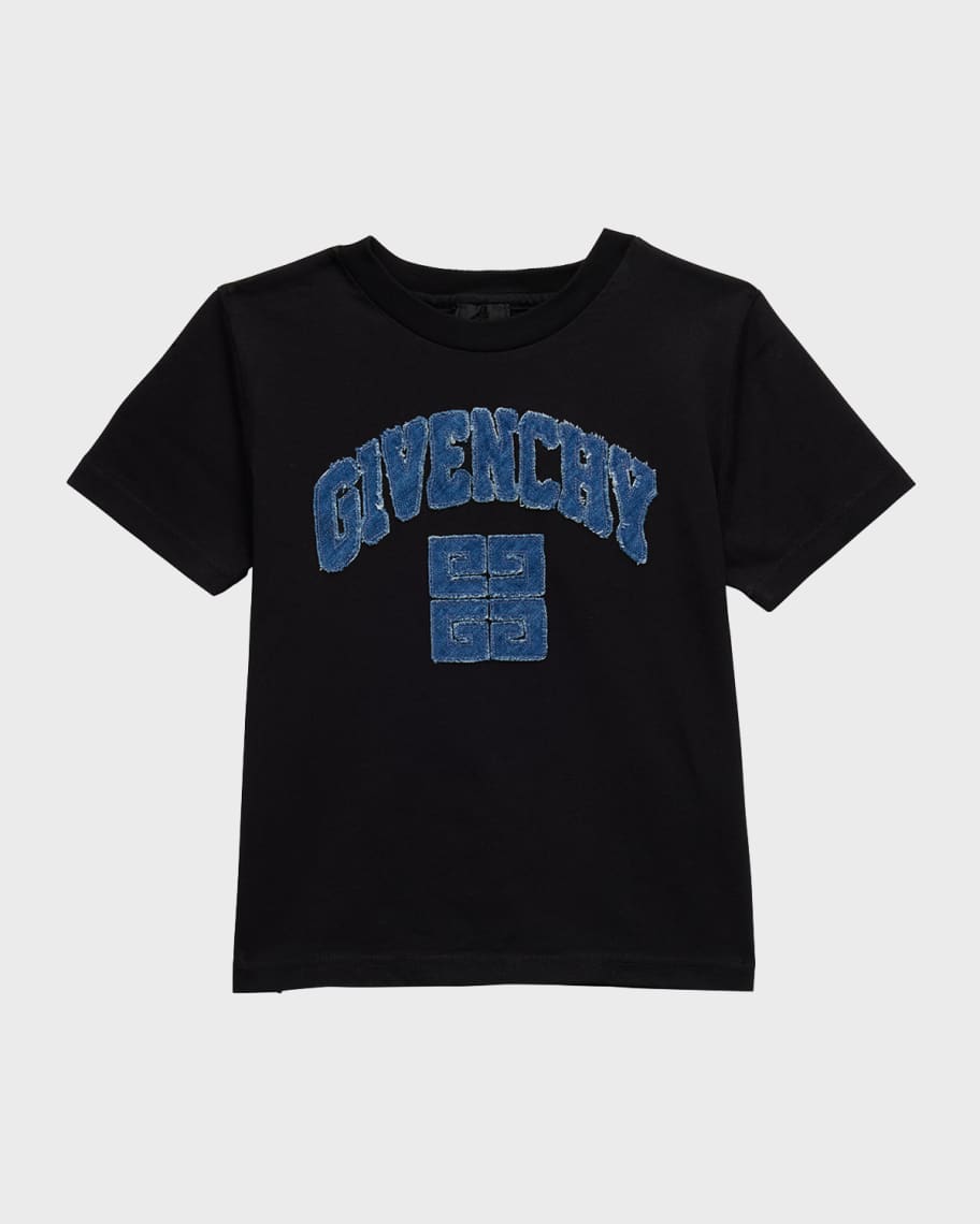 Givenchy Boy's Denim Logo Short-Sleeve T-Shirt, Size 4-6 | Neiman Marcus