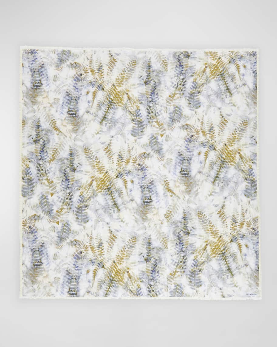 Image 2 of 4: Square Fringe-Trim Fern Eco-Print Scarf