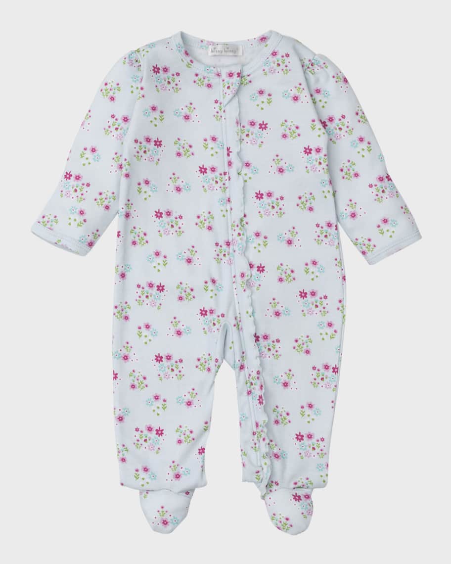 Kissy Kissy Love Baby Girls Pink Ruffle Footie with Zipper