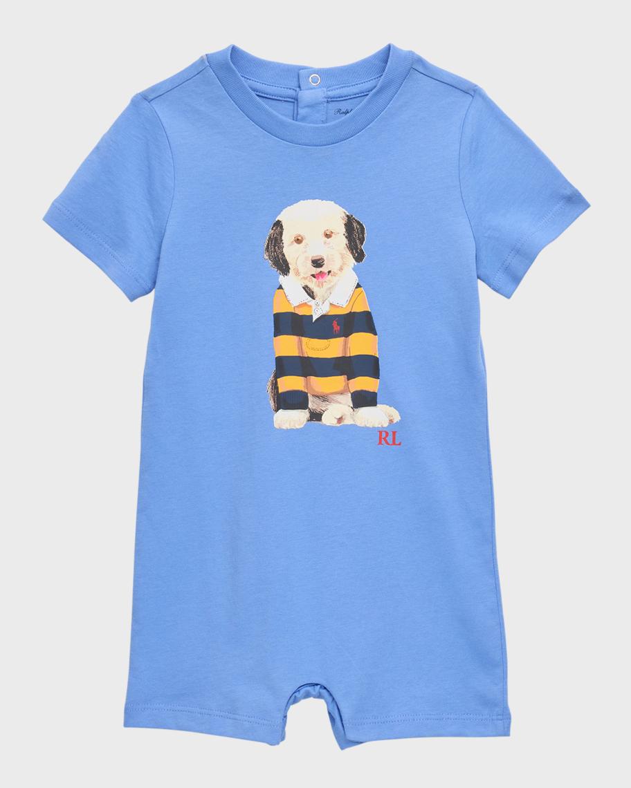 Ralph Lauren Childrenswear Boy's Rugby Dog Cotton Jersey Romper, Size ...