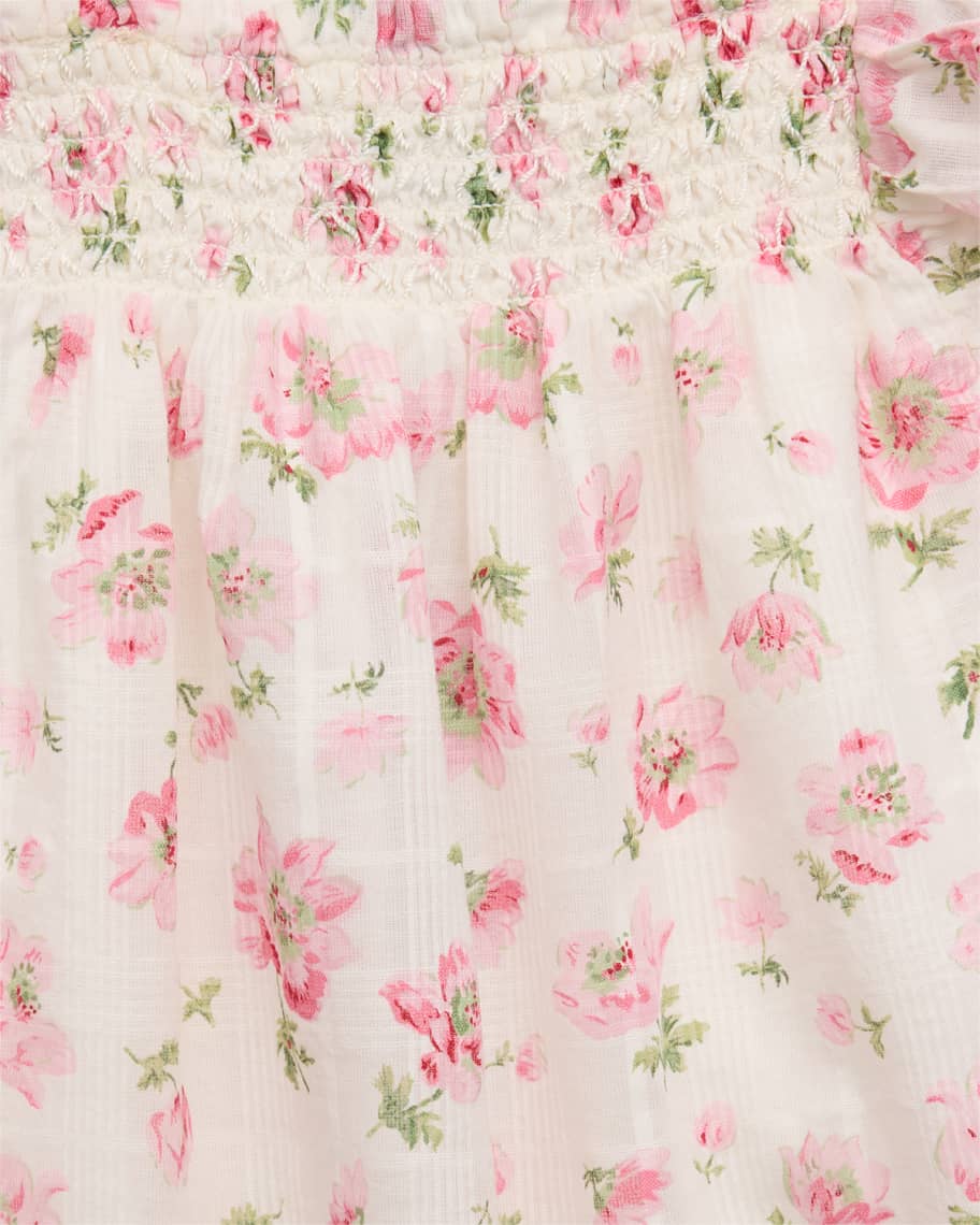 Image 3 of 3: Girl's Floral-Print Ruffle Trim Dress, Size 4-6X