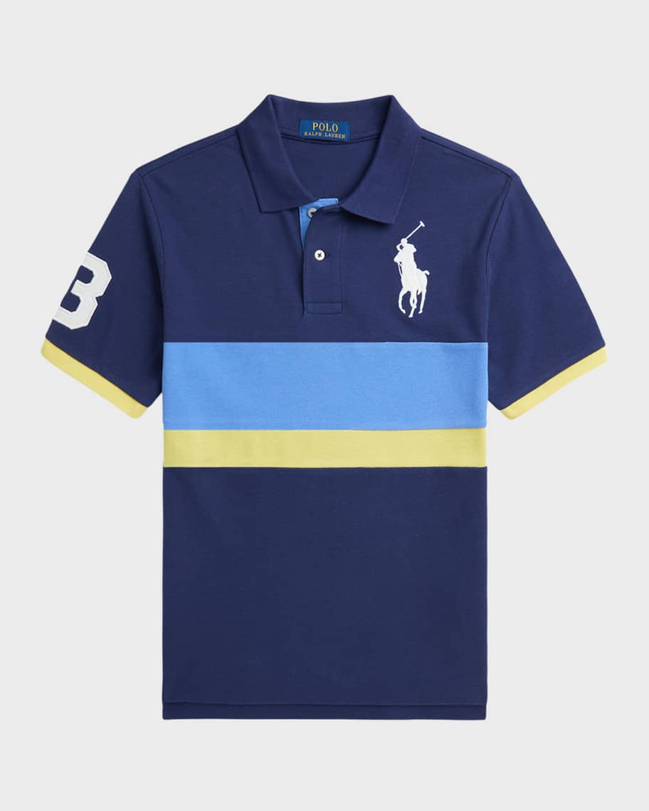 Image 1 of 2: Boy's Big Pony Short-Sleeve Cotton Mesh Polo Shirt, Size S-XL