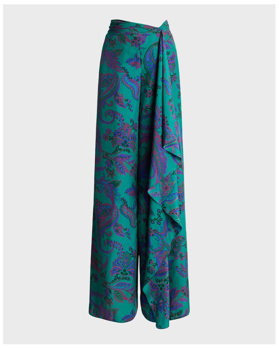 Image 2 of 5: Schmitt Paisley Silk Habotai Pant