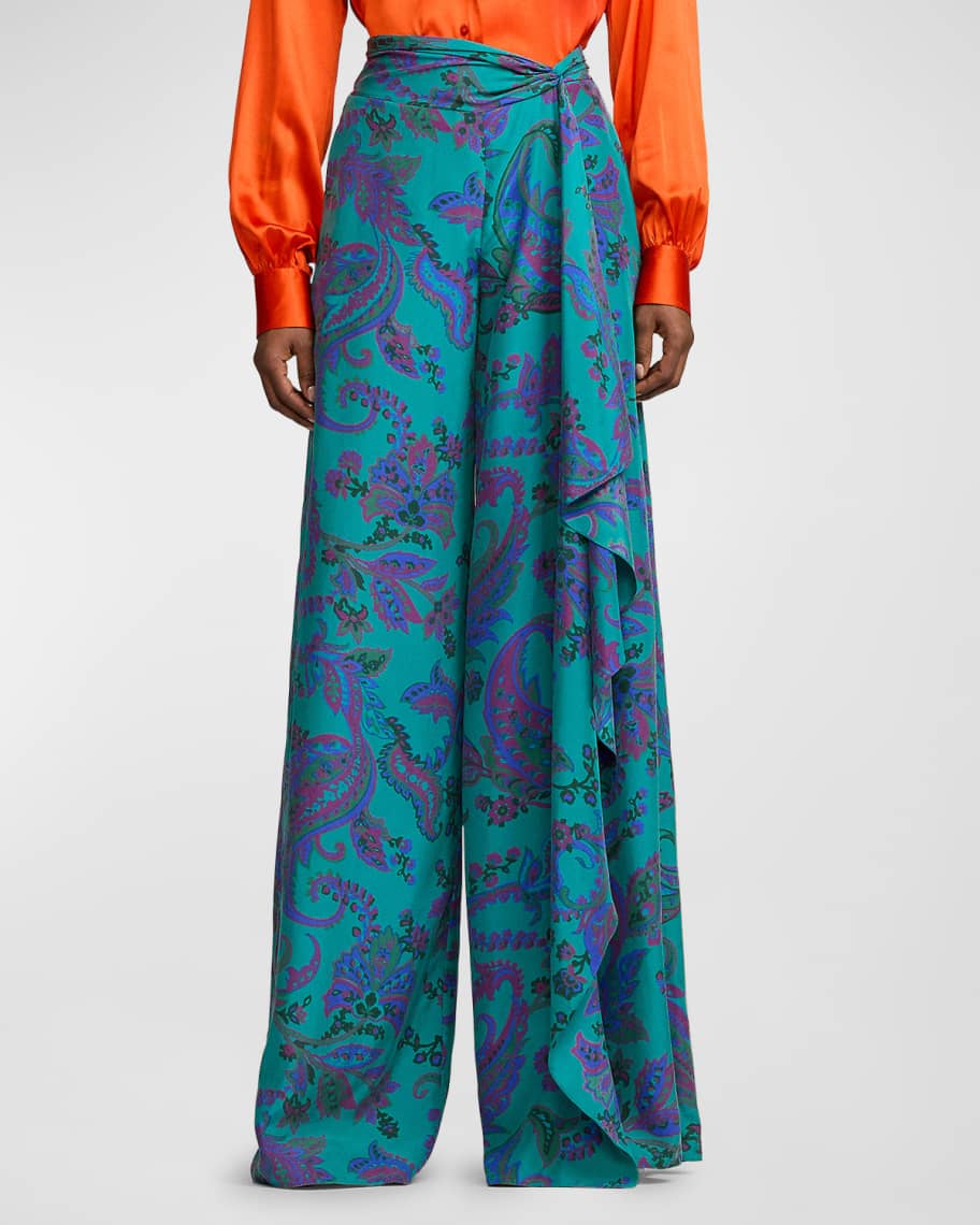 Image 1 of 5: Schmitt Paisley Silk Habotai Pant