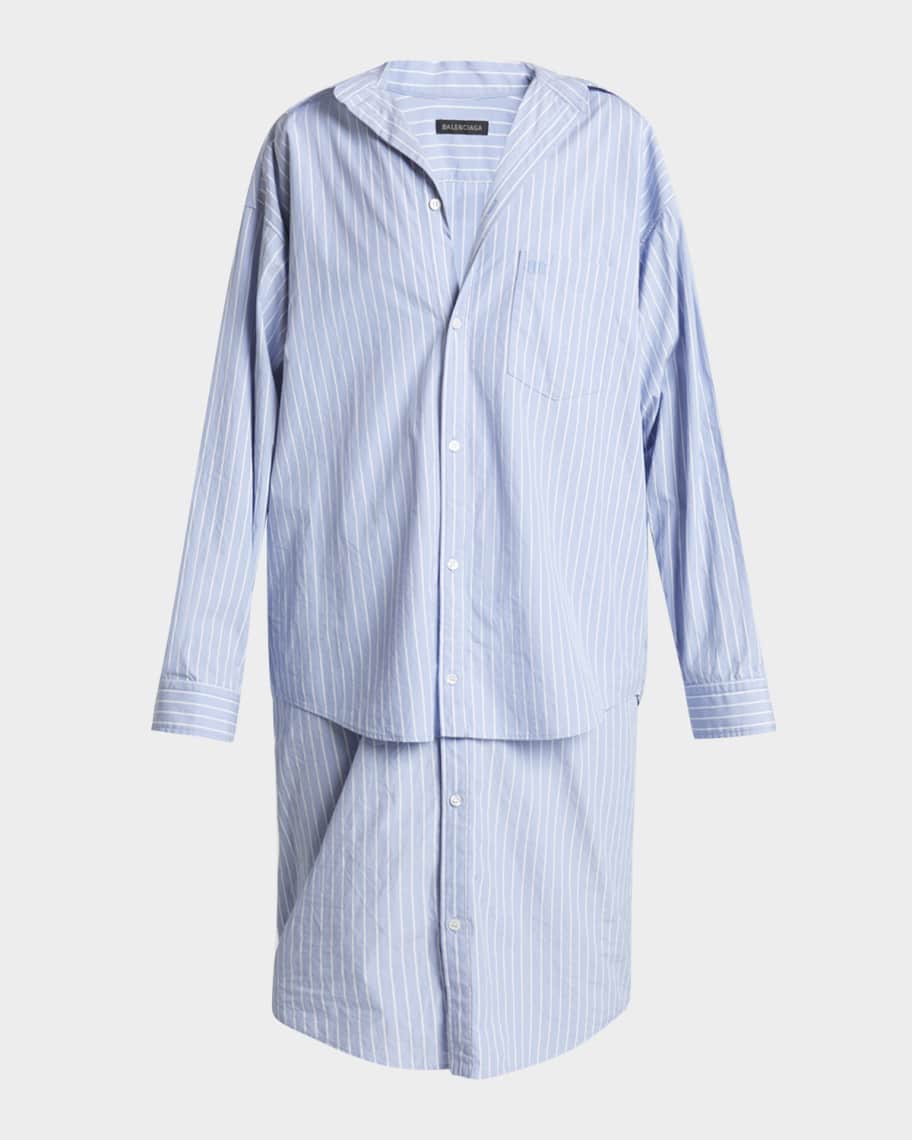 【関税＆送料込み】Balenciaga Chemisier Layered Bb Classic Balenciaga BB Classic Layered Shirt Dress | Neiman Marcus