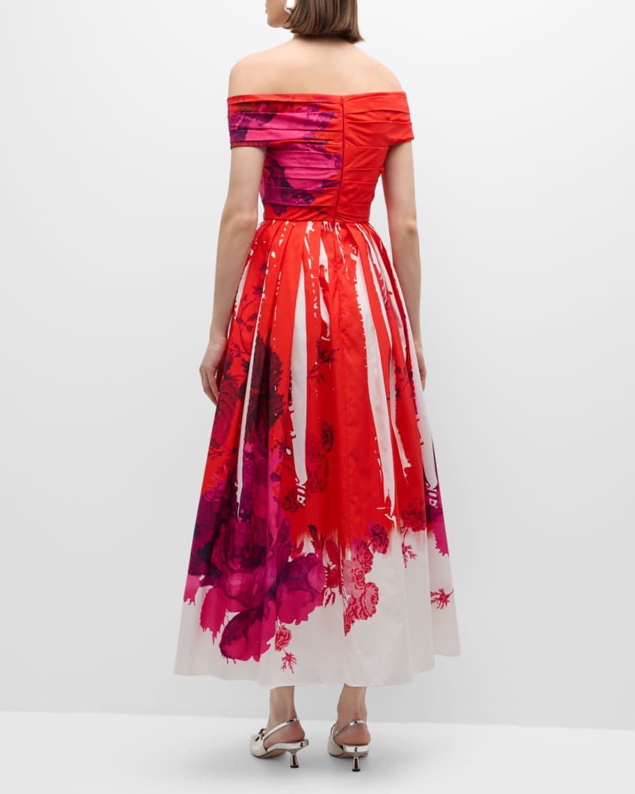 Image 3 of 6: Off-Shoulder Floral Print Cocktail Dress