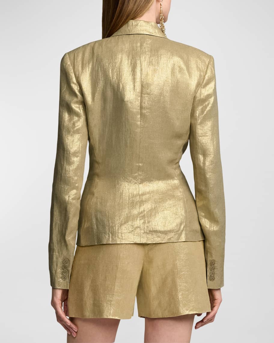 Image 3 of 5: Aaiden Foiled Linen Jacket