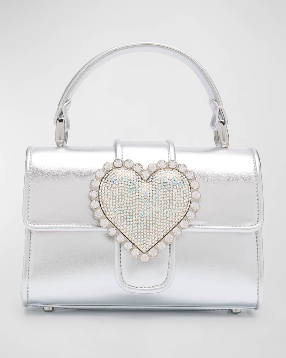 Sophia Webster Amora Heart Metallic Leather Top-Handle Bag