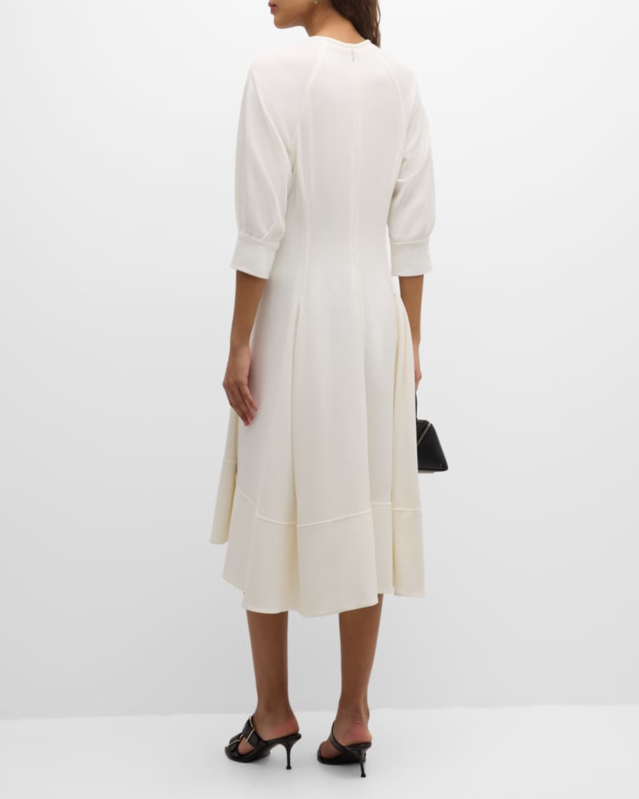 Image 3 of 6: Three-Quarter Sleeve Matte Midi Dress