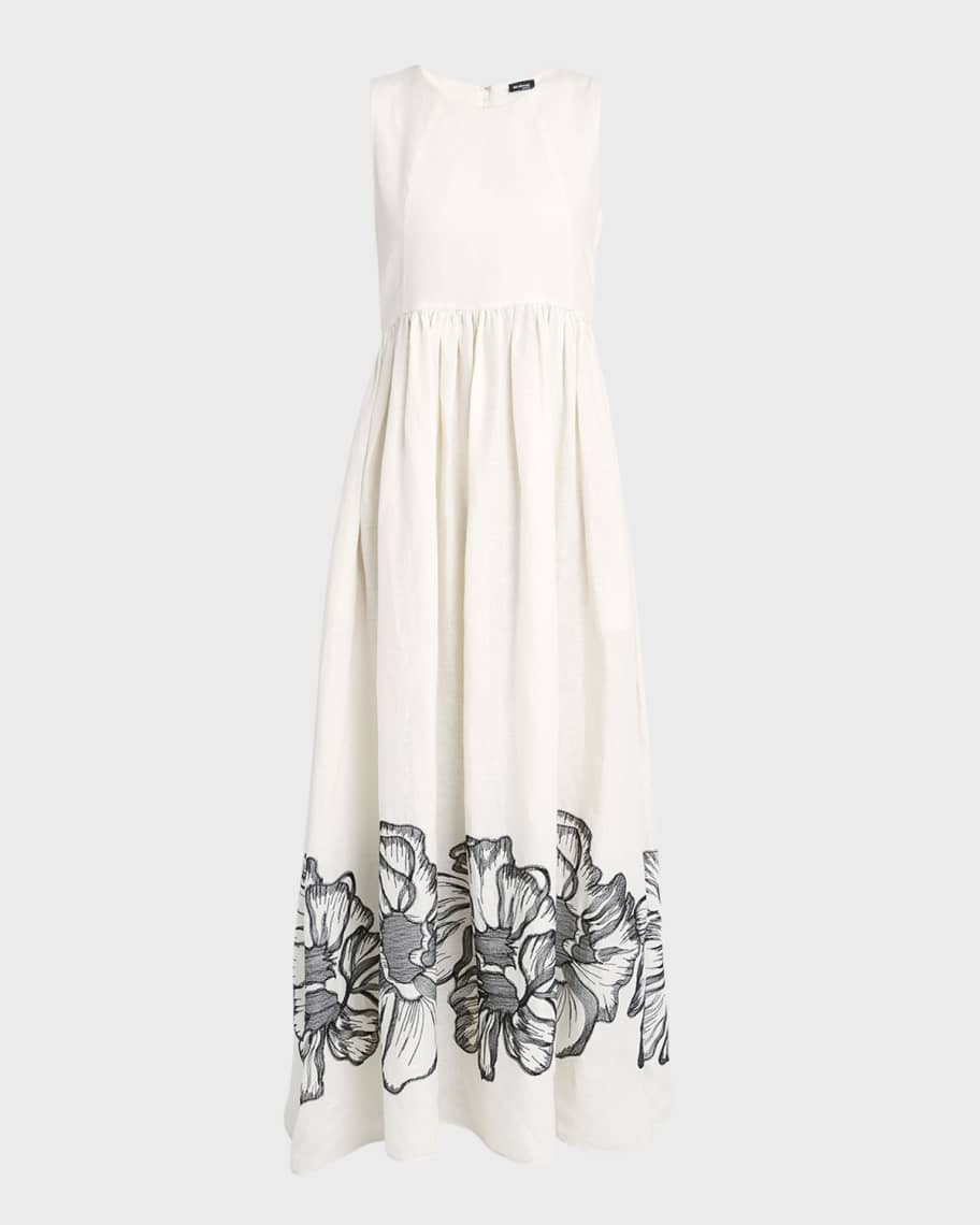 Image 2 of 6: Sleeveless Floral Embroidered Maxi Dress